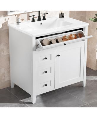 Bathroom Vanity with Sink 3 Drawers and Adjustable Shelf Freestanding Storage