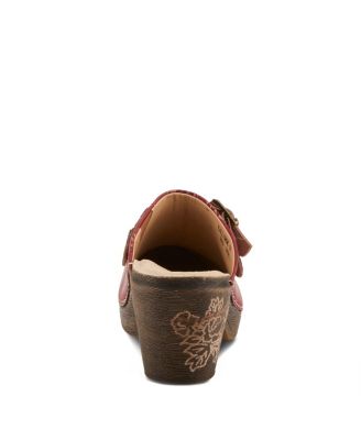 Calliroe Open-Back Clogs | Hand-Painted Leather Slip-On With Floral Details