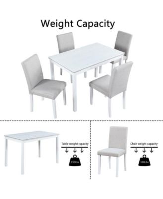 5-Piece Crystal Accent Wood Dining Set with Rectangular Kitchen Table and 4 Upholstered Chairs