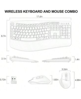 Wireless Keyboard And Mouse Combo, 2.4G Full Size Keys Keyboard With Wrist Rest And 3 - Level DPI Adjustable Wireless Mouse, OS Desktop Laptop, White