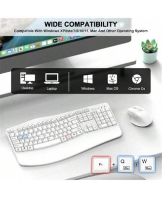 Wireless Keyboard And Mouse Combo, 2.4G Full Size Keys Keyboard With Wrist Rest And 3 - Level DPI Adjustable Wireless Mouse, OS Desktop Laptop, White