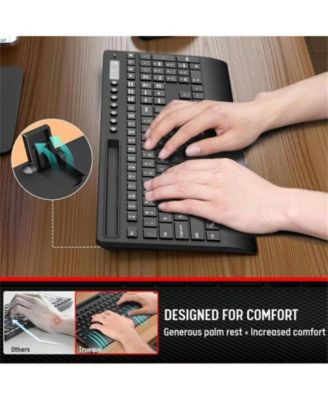 Wireless Keyboard and Mouse Combo - Full-Size Quiet Keyboard with Rest, Multimedia Keys, Power Switch, Compatible with OS, PC, Laptop - Black