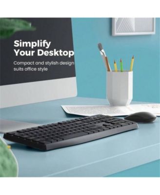 Wireless Keyboard And Mouse Combo - 2.4G Full-Sized Keyboard Mouse, 3 DPI Adjustable Cordless Keyboard And Mouse, Quiet Click Computer Laptop - Black