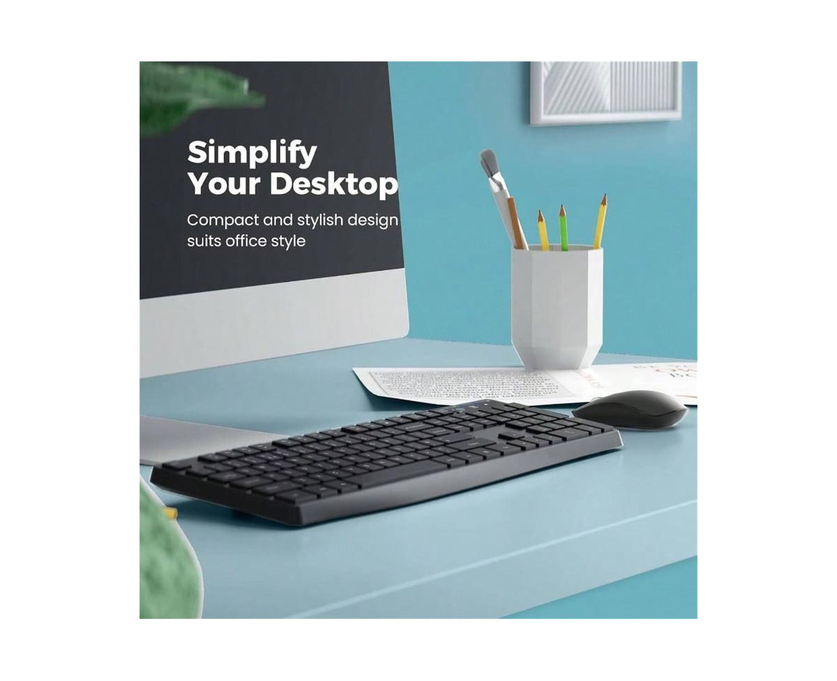 Wireless Keyboard And Mouse Combo - 2.4G Full-Sized Keyboard Mouse, 3 Dpi Adjustable Cordless Keyboard And Mouse