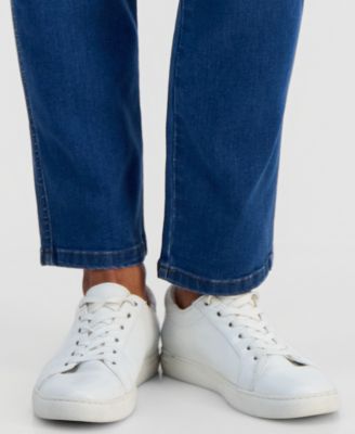 Petite High-Rise Pull-On Straight-Leg Jeans