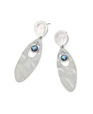 Abalone Textured Statement Drop Earrings