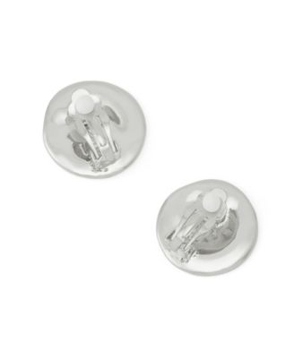 Silver Textured Disc Clip Earrings