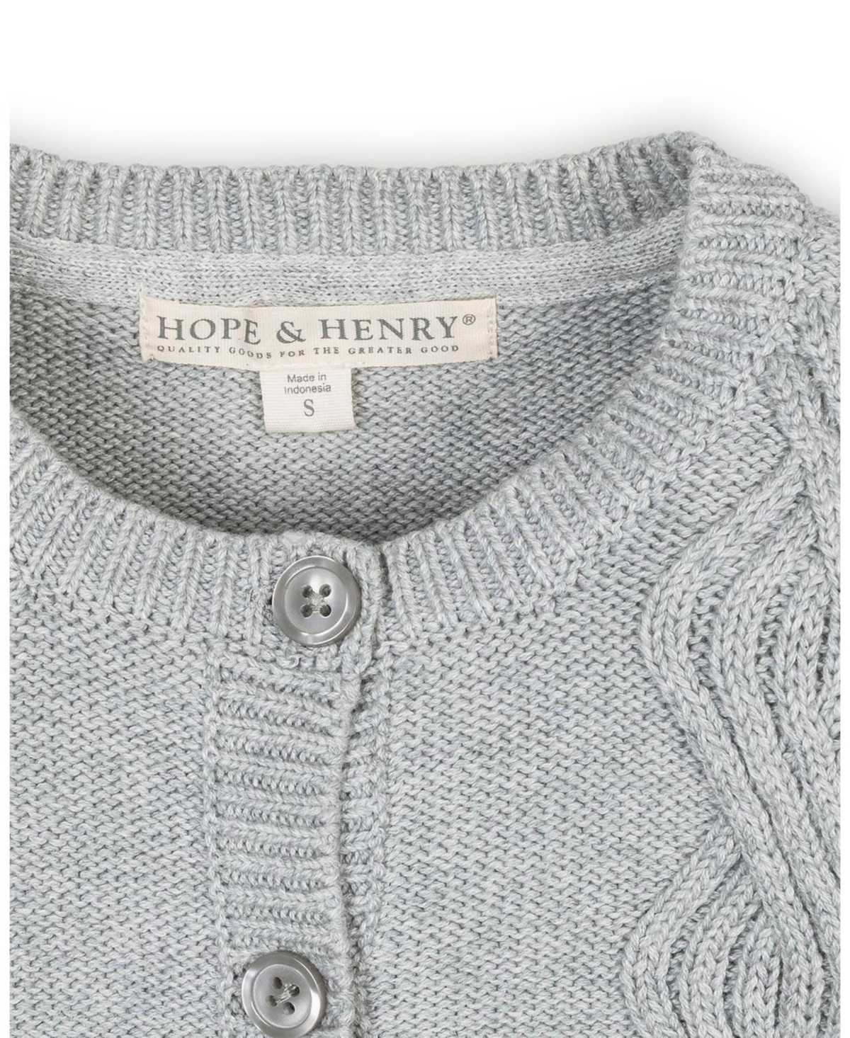 Hope & Henry Little and Big Girls' Organic Cropped Ruffle Cuff Cable Sweater Cardigan