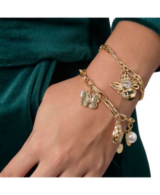 Charm Bracelet Duo - Ladybug & Bee - Gold Tone