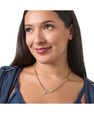 Logo Script Chain Pave Necklace