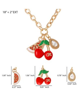 Cherry & Watermelon Charm Necklace - 18 + 2'' Chain