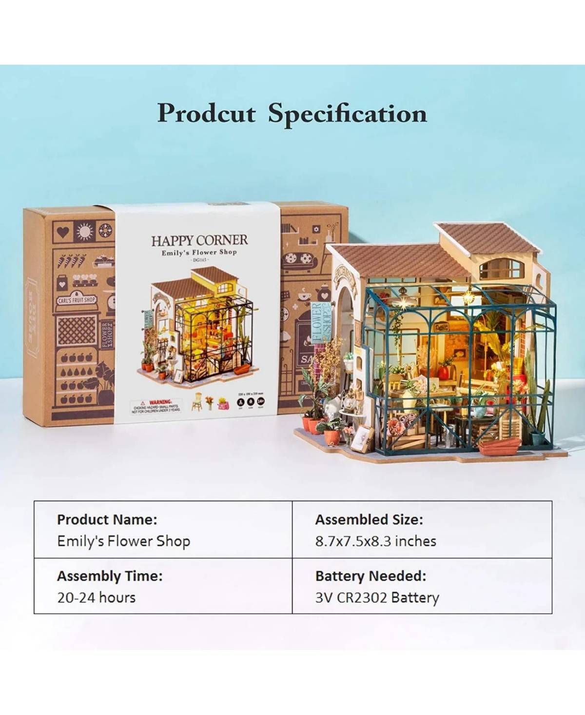 Robotime Diy Miniature Wooden Dollhouse Kit with Furniture Model Building Set