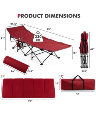 Folding Retractable Travel Camping Cot with Mattress and Carry Bag