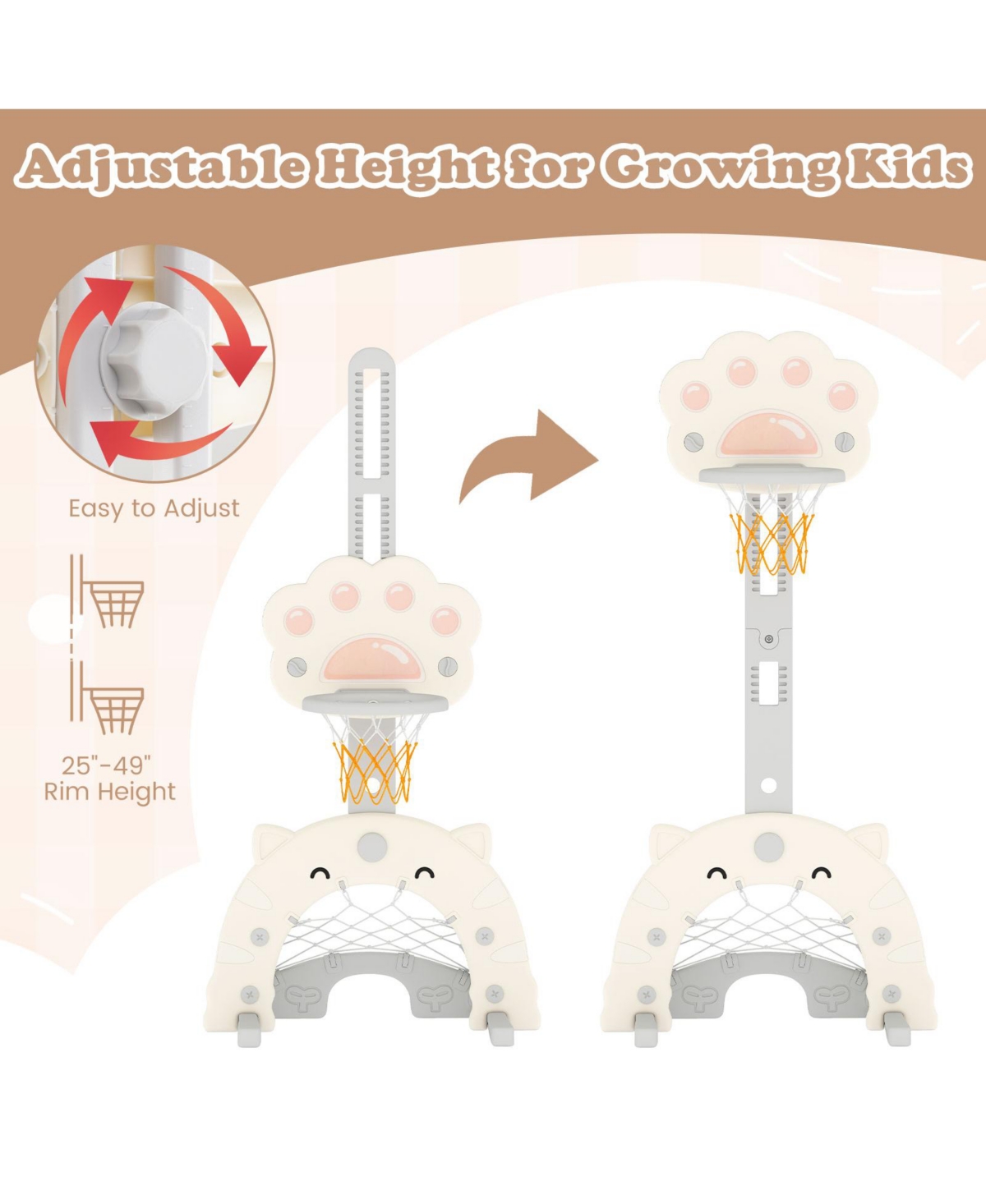 Sugift- 3-in-1 Toddler Sports Center with Basketball Hoop, Soccer & Golf