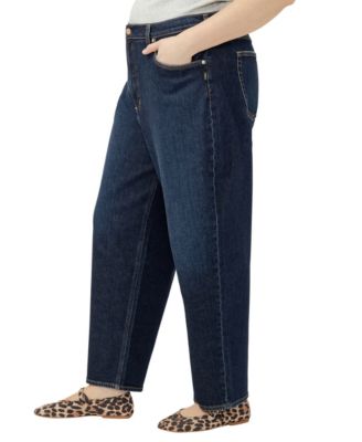 Plus Size High Rise Curved Slim Leg Jeans