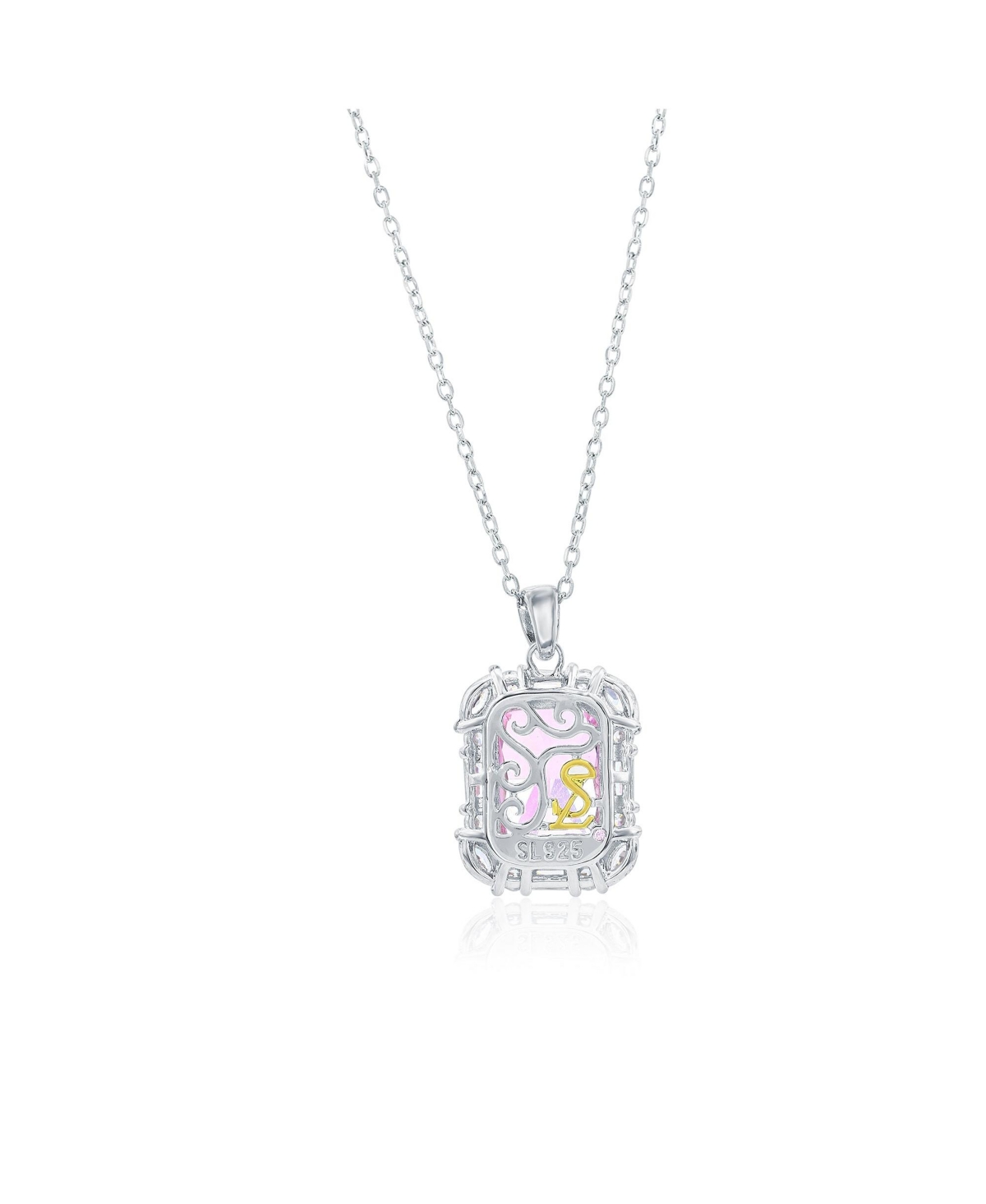 Suzy Levian Gala Collection Sterling Silver Firework Cut Cubic Zirconia Multi-Cut Cluster Halo Pendant