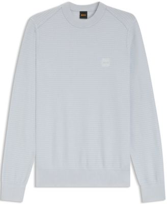 Men's Cashmere Cotton Logo Patch Structured Sweater