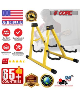 Double Guitar Stand Floor Adjustable A Frame Folding Acoustic Electric Guitars Holder Stands GSS 2N1 YLW