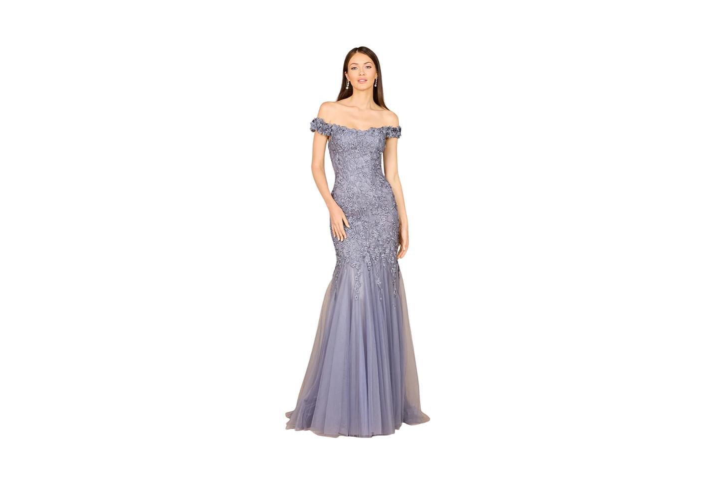 Женские платья Lara Off Shoulder Mermaid Gown, цвет: Серый синий — фото 1