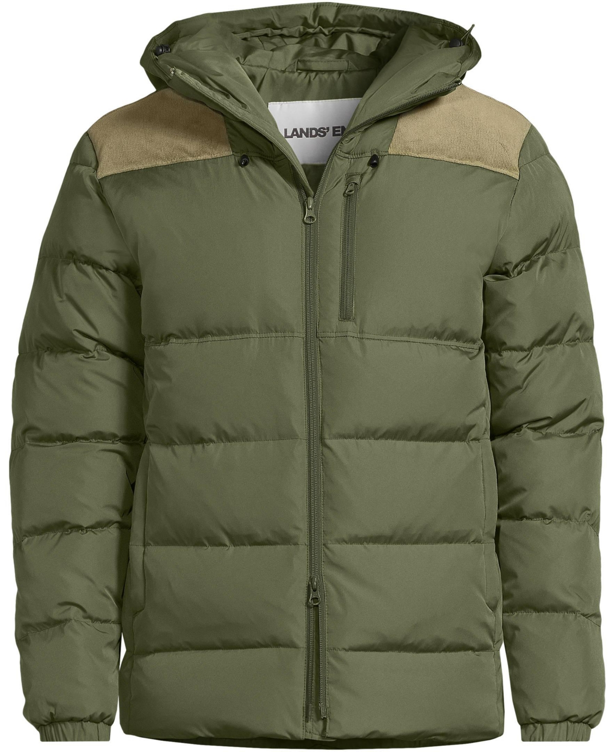 Lands' End Men's Corduroy Max 600 Down Puffer Hooded Jacket