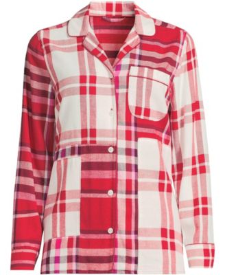 Women's Long Sleeve Flannel Patchwork Pajama Top