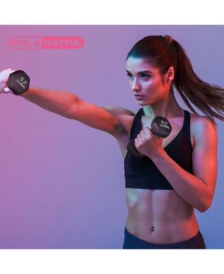 3, 5 & 8 Pound Hex Dumbbell Hand Weight Set with Storage Rack, Black