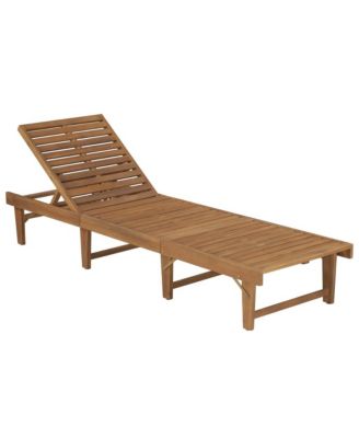 Sun Lounger Grey Solid acacia wood Standard Foldable