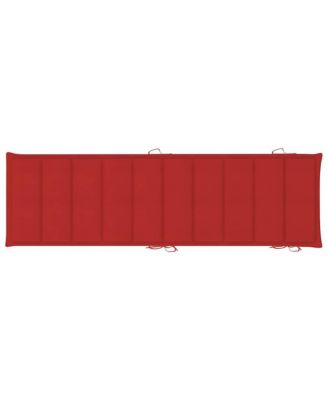 Patio Sun Lounger Red Solid acacia wood Standard Foldable
