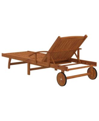 2-Pc. Solid Acacia Wood Sun Lounger Set