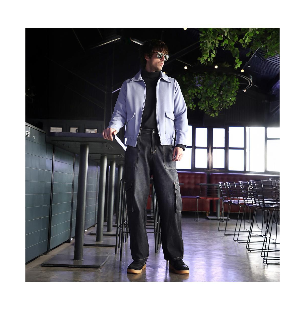 Campus Sutra Men's Misty Blue Zip-Front Knit Jacket