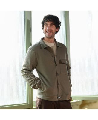 Men's Dark Olive Utility-Knit Jacket