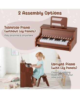 25 Keys Digital Piano with Music Stand Stool Lighted Keys Teaching Mode for 3+ Kids