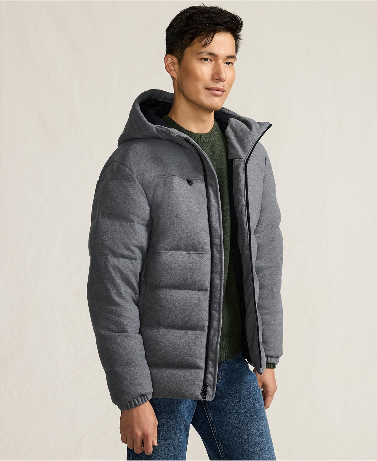 Lands' End Men's Brushed Heritage Max 600 Down Puffer Hooded Jacket