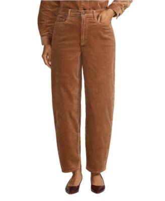 Women's Corduroy High Rise Barrel Leg Ankle Pants