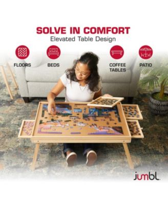 1000-Piece Puzzle Board with Drawers, Foldable Legs & Cover - Wooden Jigsaw Puzzle Table