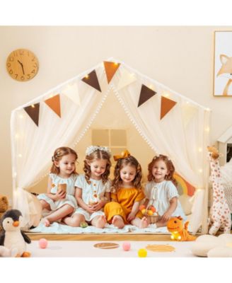 Large Toddler Playhouse Tent with Windows, Door Curtains, and Mat