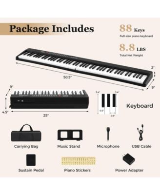 88 Key Foldable Digital Piano Keyboard With Semi Weighted Keys And Carrying Bag