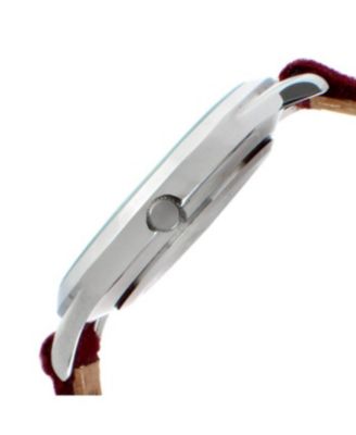 Men's Round 40mm Steel Case with Burgundy Wool/Leather Strap