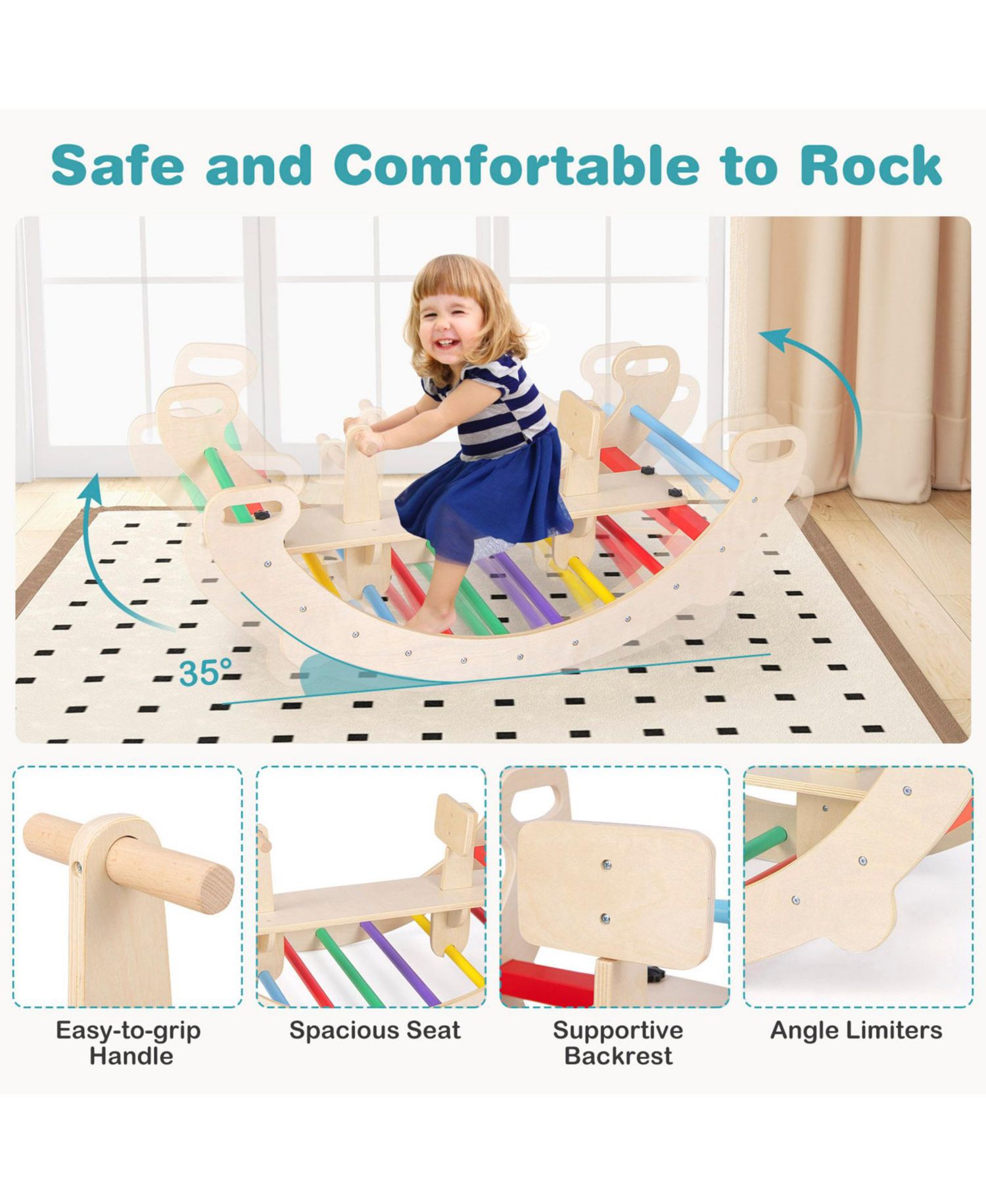 4-in-1 Wooden Climbing Activity Climber