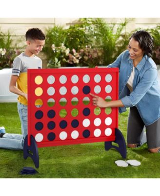 Wooden 4-In-a-row Game Set With 42 PCS Chips And 600D Oxford Fabric Carrying Bag