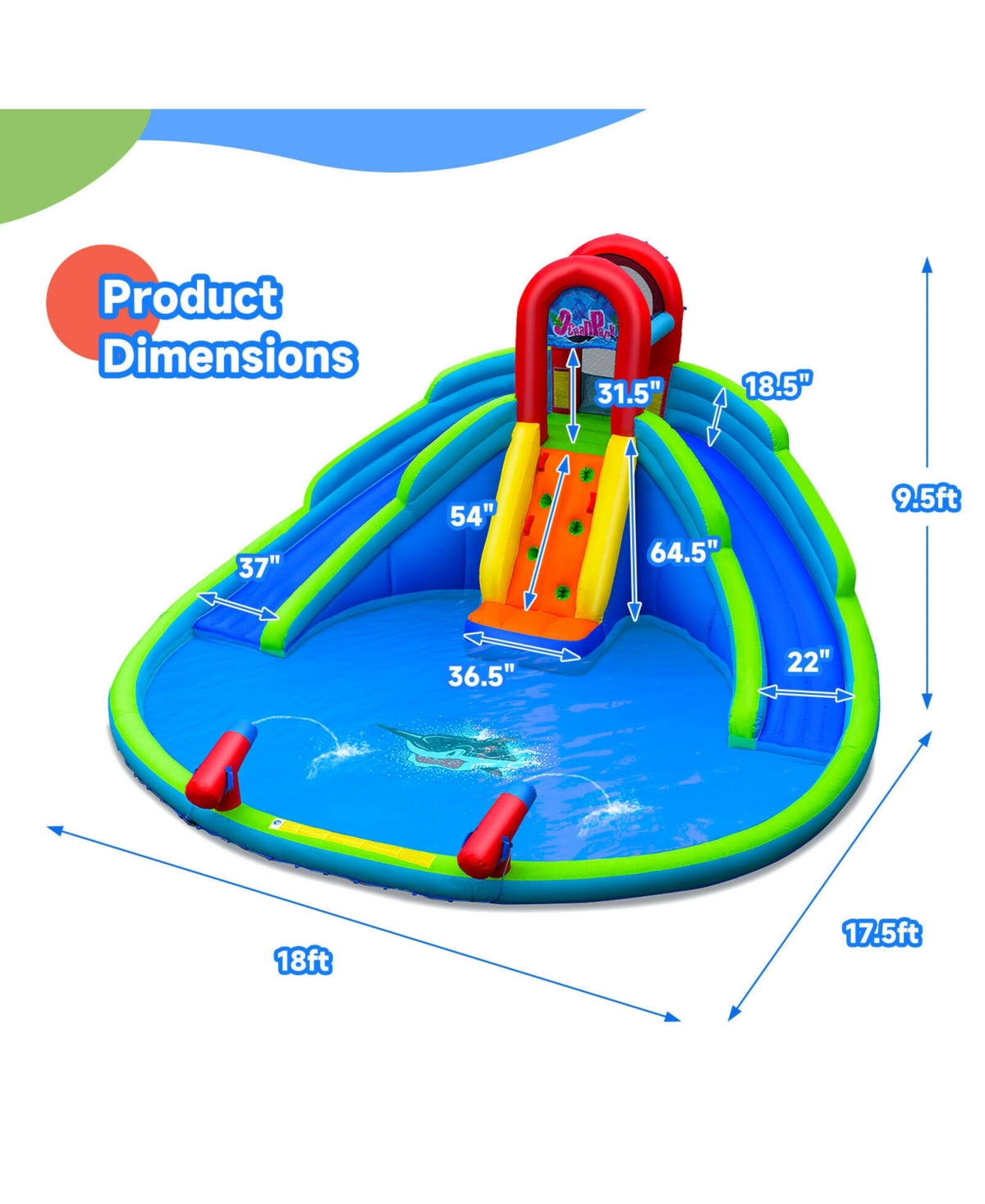 Skonyon Inflatable Waterslide Bounce House with Upgraded Handrail without Blower