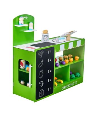 Wooden Pretend Play Grocery Store Toy Set with Accessories for Kids
