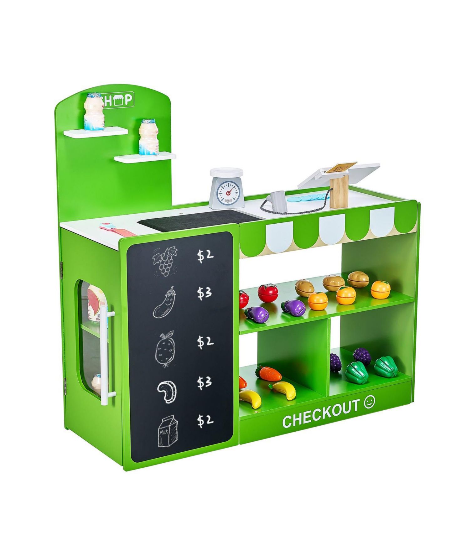 Детский игровой набор Mecale Grocery Store Working Conveyor Belt 35-Piece Playset, Ages 3+, цвет: Зелёный — фото 1