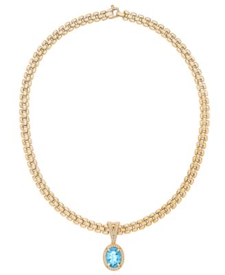 Amethyst (5-3/8 ct. t.w.) & White Topaz (3/4 ct. t.w.) Panther Link 18" Necklace in 14k Gold-Plated Sterling Silver