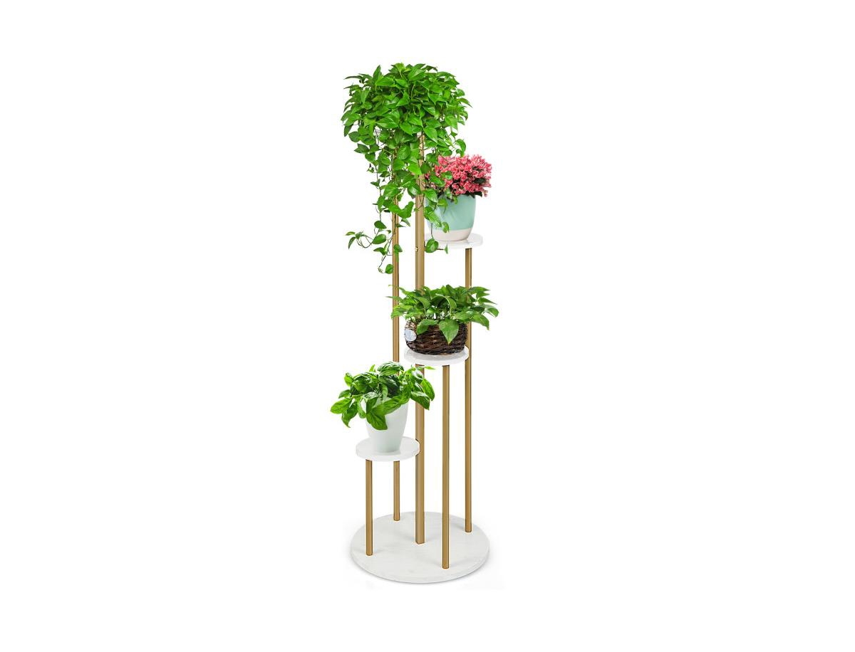 4-Tier 48.5 Inch Metal Plant Stand-White