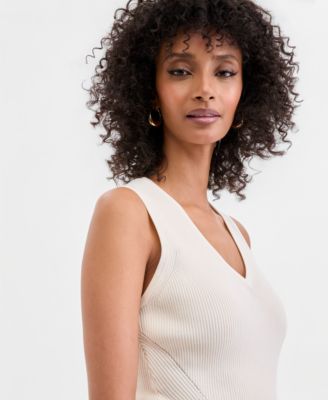 Women's Sleeveless Rib V-Neck Sweater