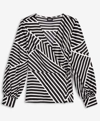 Women's Long Sleeve Printed Wrap Blouse