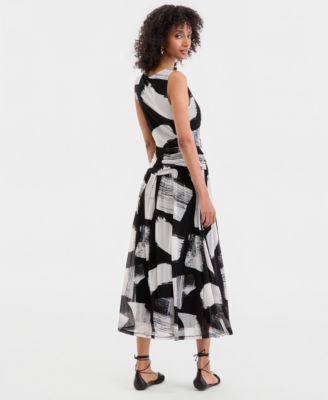 Women's Sleeveless Printed Mesh Dress