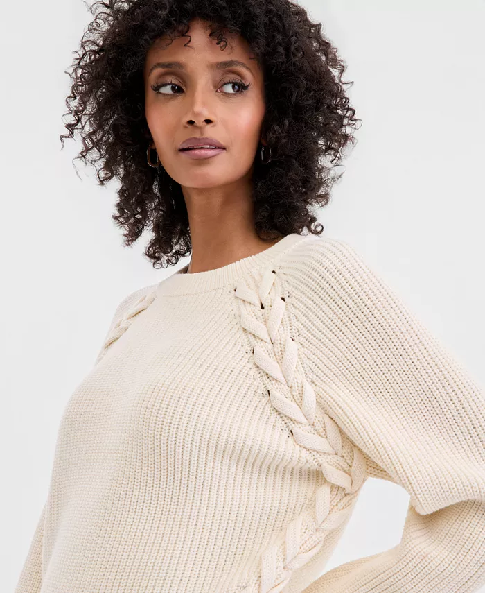 Women's Lace-Up-Detail Sweater - thumbnail 7