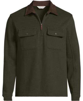 Men's Long Sleeve Corduroy Collar Bedford Rib Quarter Zip